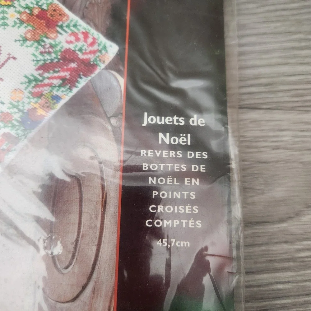 Vintage‎ Bucilla Christmas Toys Counted Cross Stitch Stocking Kit Red Velvet 18
